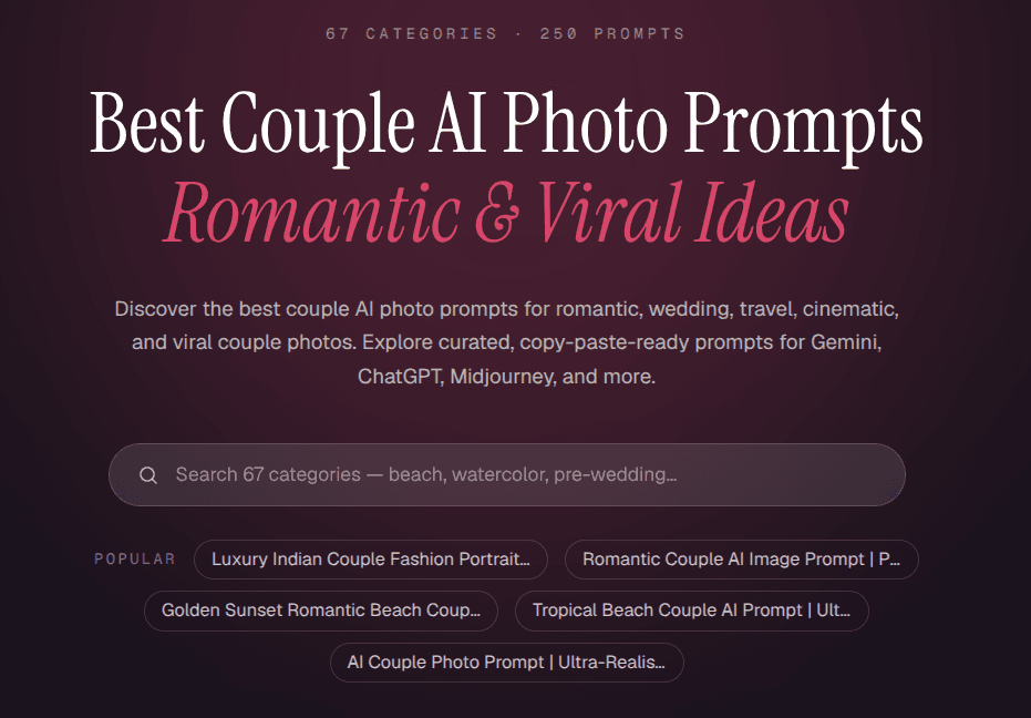 Best Couple AI Photo Prompts – Romantic & Viral Ideas - DuetPrompt