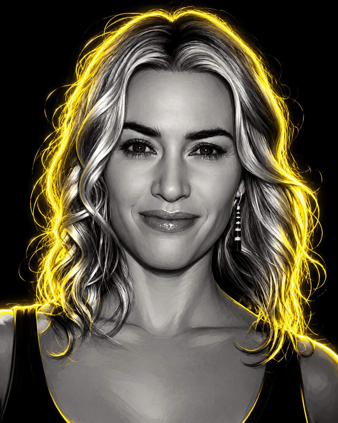 Premium Neon Identity Portrait Prompt | Cinematic Black & White AI Photo Transformation with Yellow Glow
