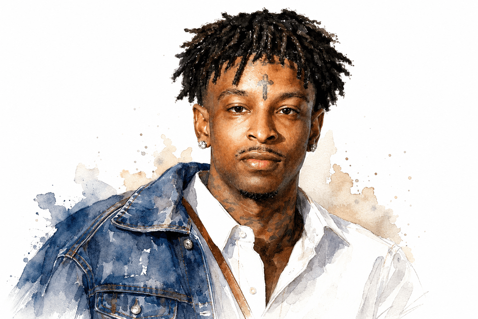 Watercolor Portrait AI Prompt | Realistic Splash Art Character Illustration | White Background Digital Painting Prompt for Midjourney & AI Art