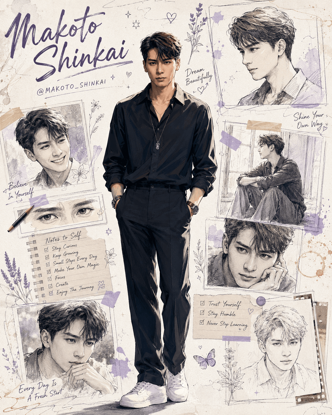 AI Anime Portrait Prompt | Identity-Preserving Sketchbook Collage | Realistic Anime Instagram Poster | ChatGPT & DALL·E Image Prompt