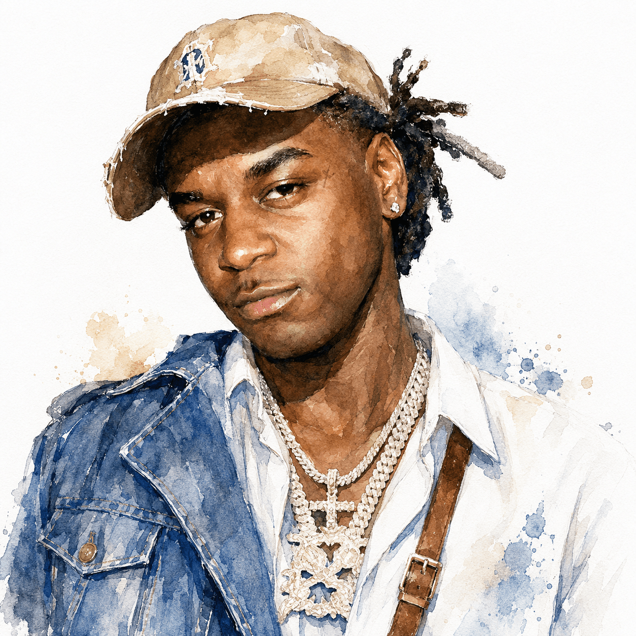 Watercolor Portrait Prompt | Realistic Fashion Illustration with White Background