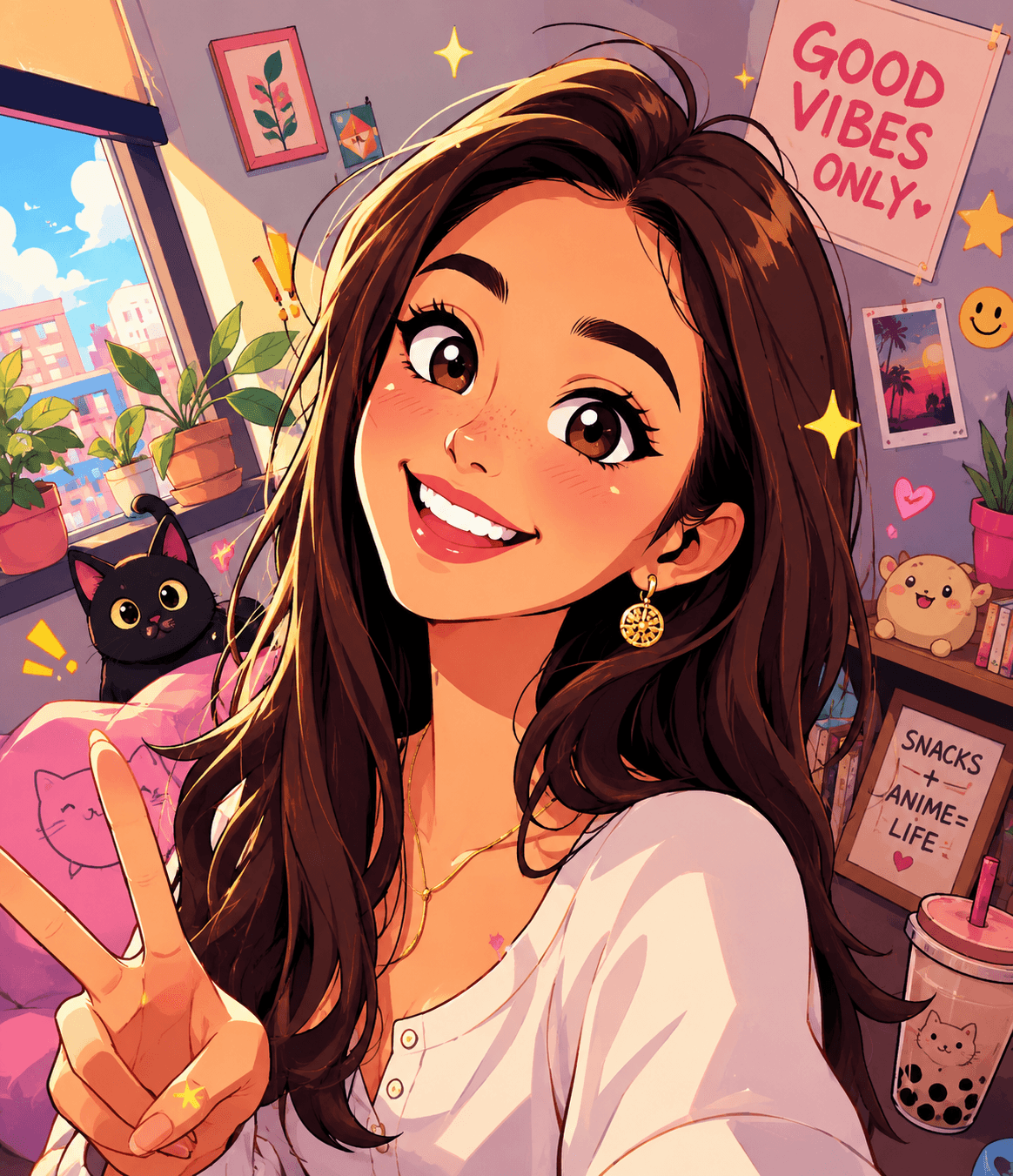 Trendy Anime Portrait Style Prompt | Vibrant Cartoon Character Transformation for AI Image Generation