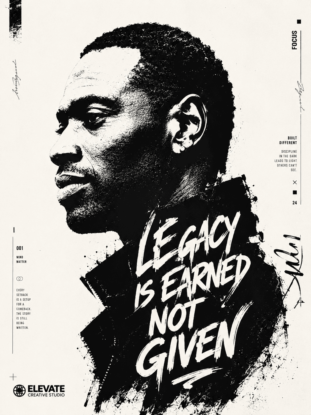 High Contrast Black & White Typographic Portrait Poster Prompt | Experimental Editorial AI Art | Stencil Ink Graphic Design Prompt