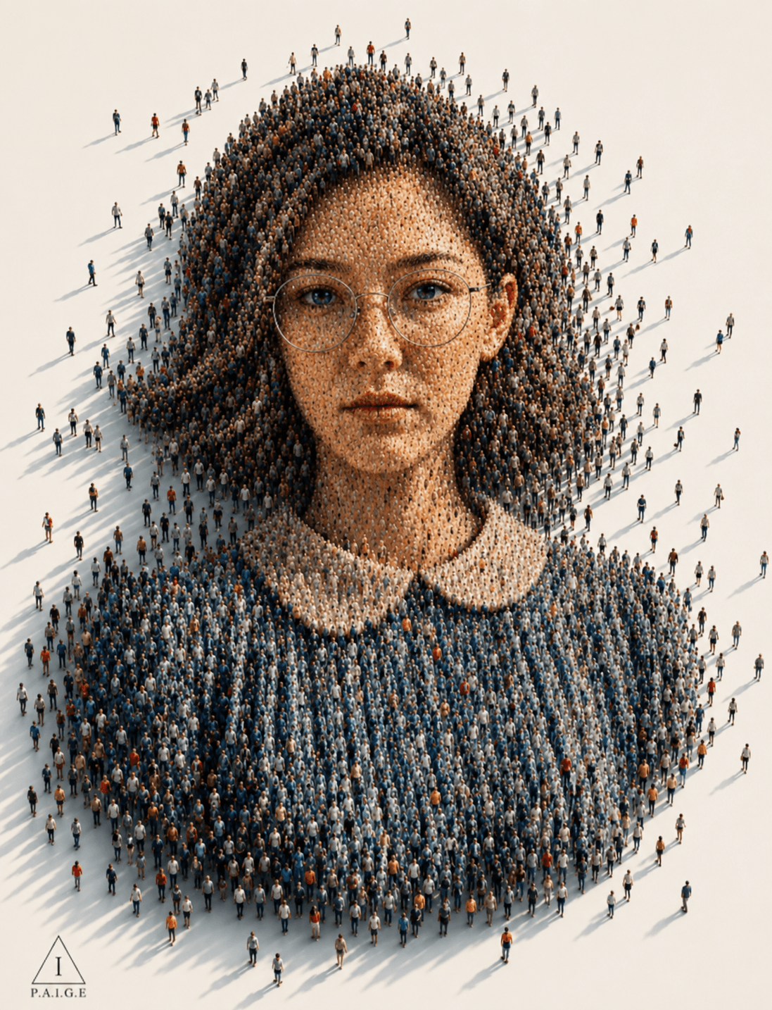 Crowd Portrait Illusion Prompt | Human Figures Forming Woman Face Conceptual Art | Ultra Realistic AI Image Prompt
