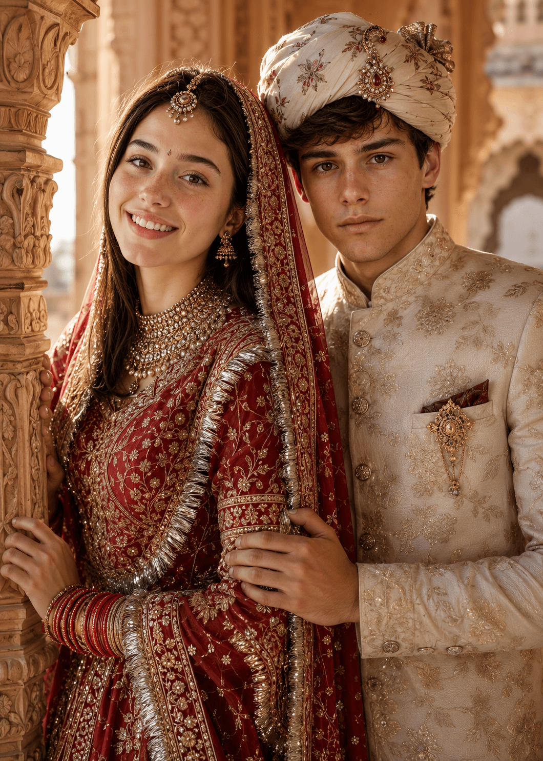 Rajputi Wedding Couple AI Prompt | Ultra Realistic Traditional Bridal Portrait with Face Lock Identity Preservation