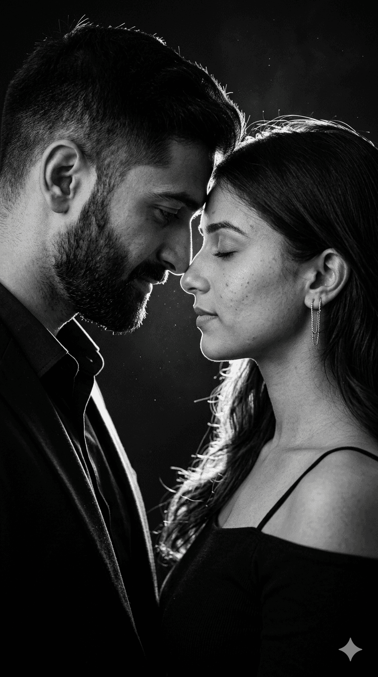 Professional B&W Studio Couple Photography AI Prompt