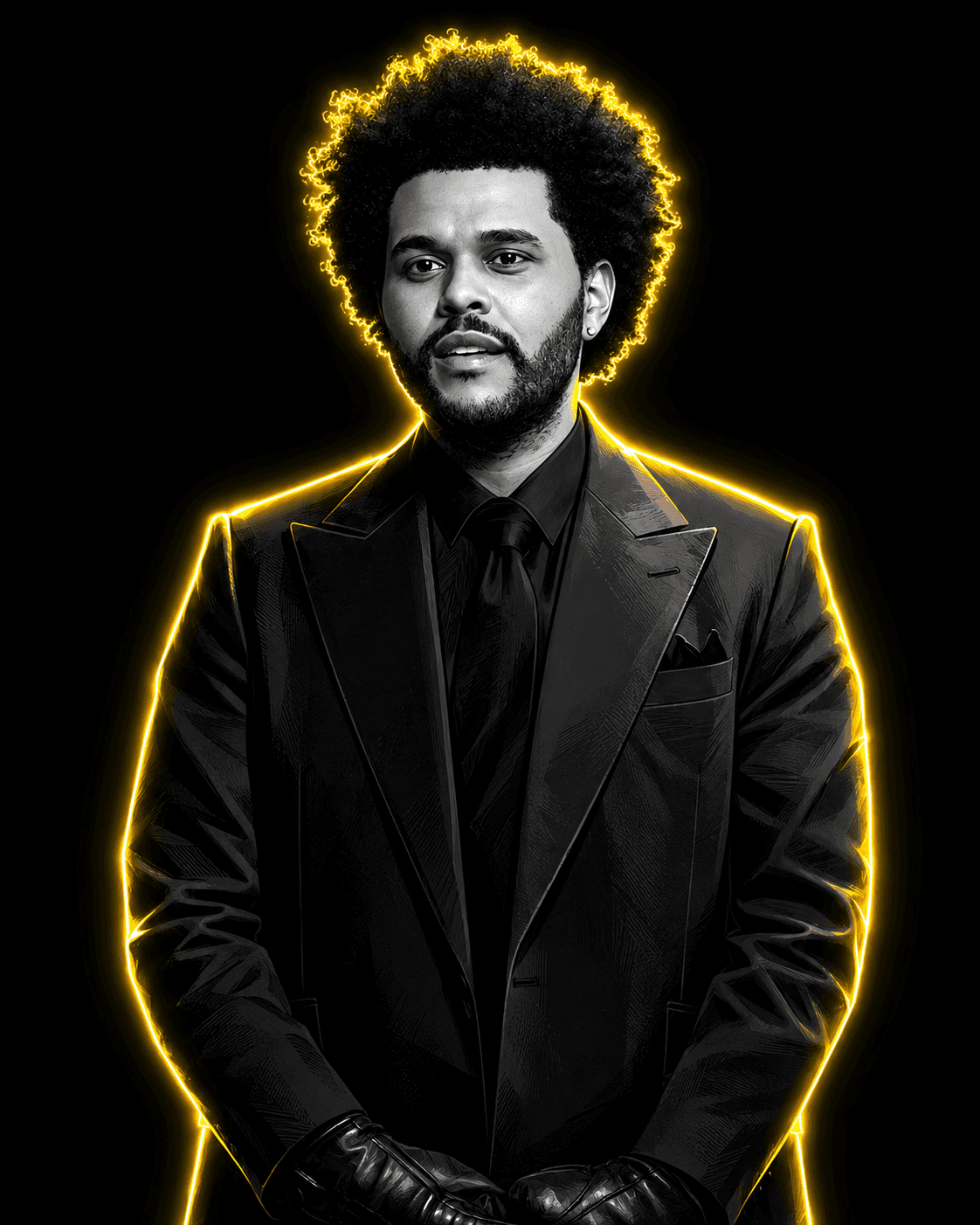 Neon Identity Portrait Prompt | Luxury Black & White Cinematic AI Portrait with Neon Yellow Glow | Midjourney, ChatGPT & AI Image Generator