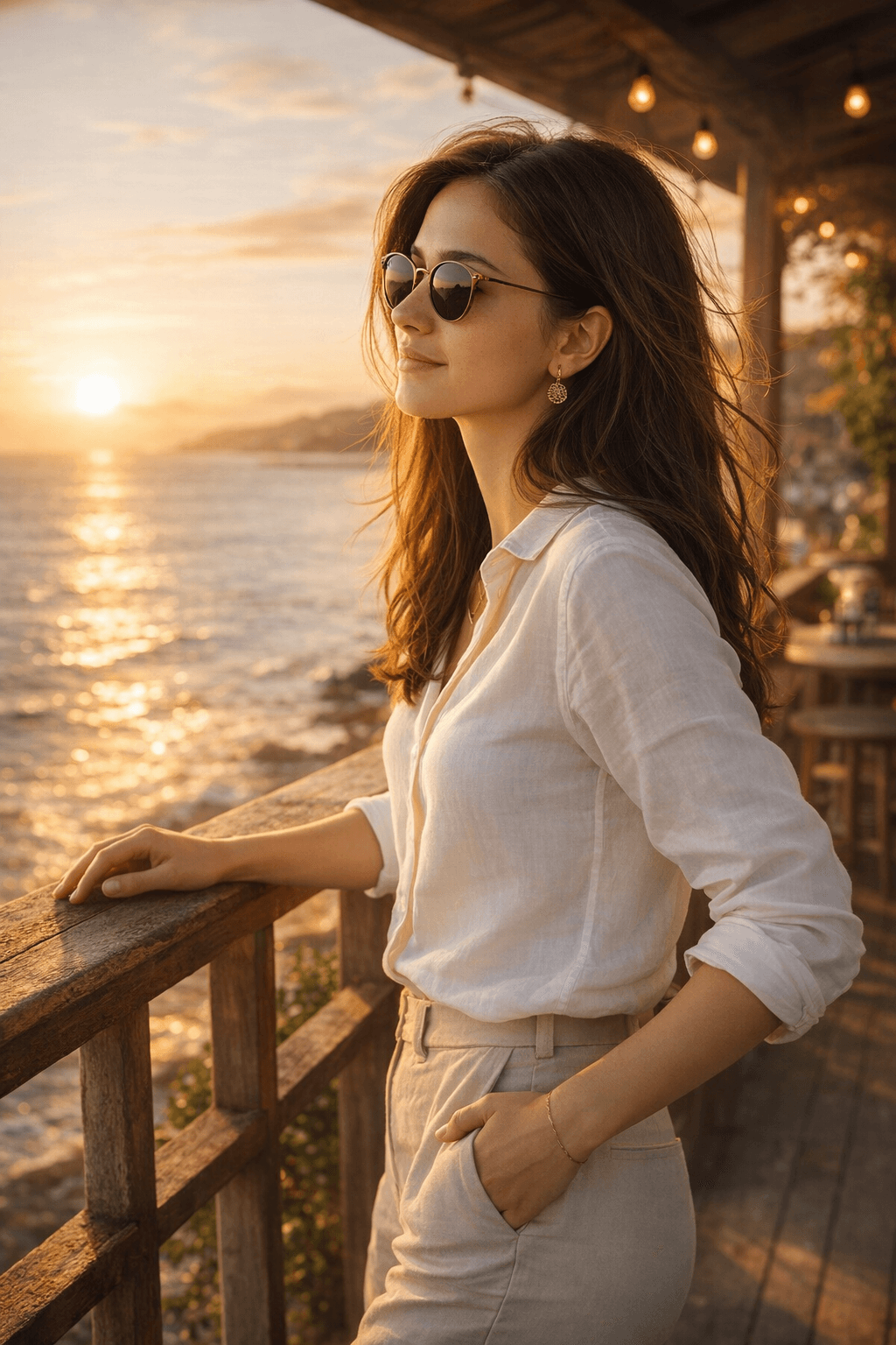 Cinematic Seaside Sunset Portrait AI Prompt | Ultra Realistic Face Match & Golden Hour Balcony Scene