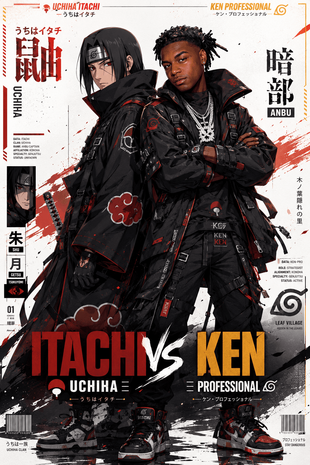 Anime Duo Poster Prompt | Custom Photo + Anime Character Techwear Poster Generator (Midjourney, ChatGPT, Flux, SDXL)