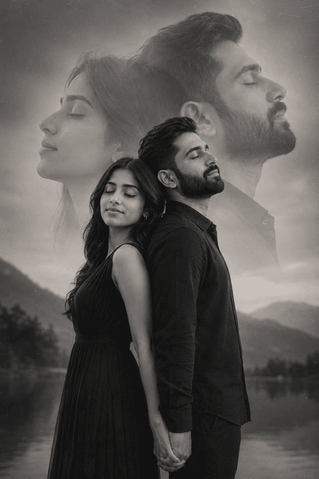 Black & White Double Exposure Couple Portrait Prompt | Cinematic Vintage Love Art Generator