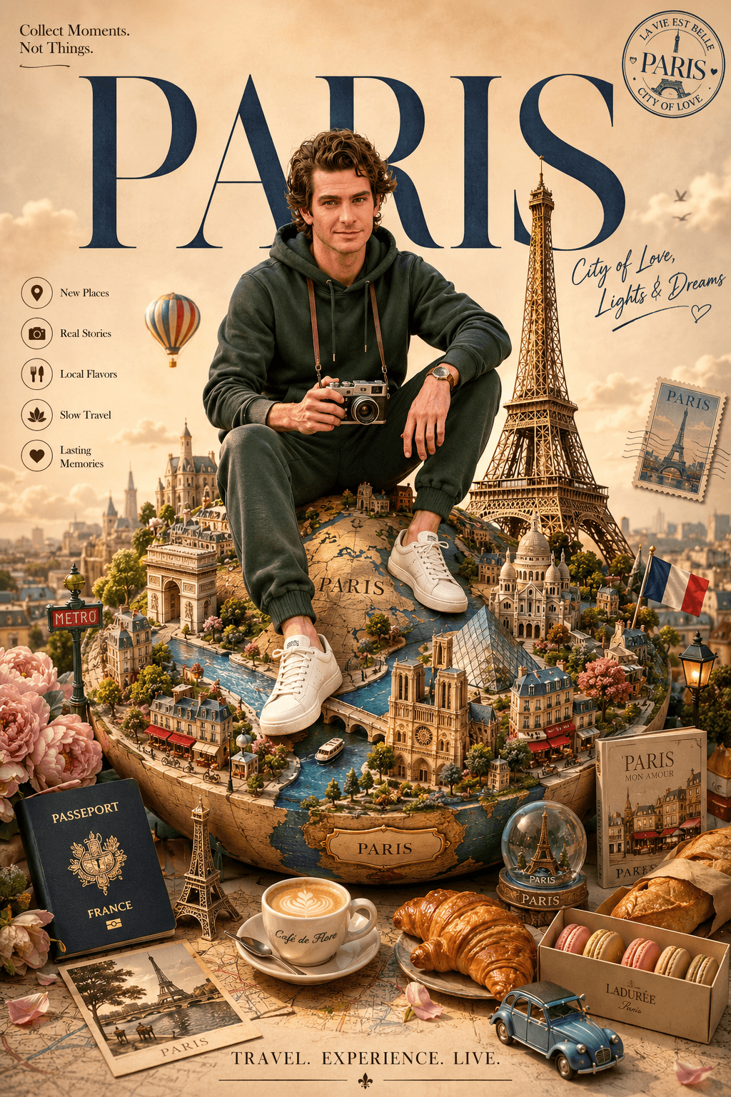 Luxury 3D Travel Poster AI Prompt | Personalized Miniature Globe Vacation Poster | Photo to Premium Tourism Ad | ChatGPT & AI Image Generator Prompt