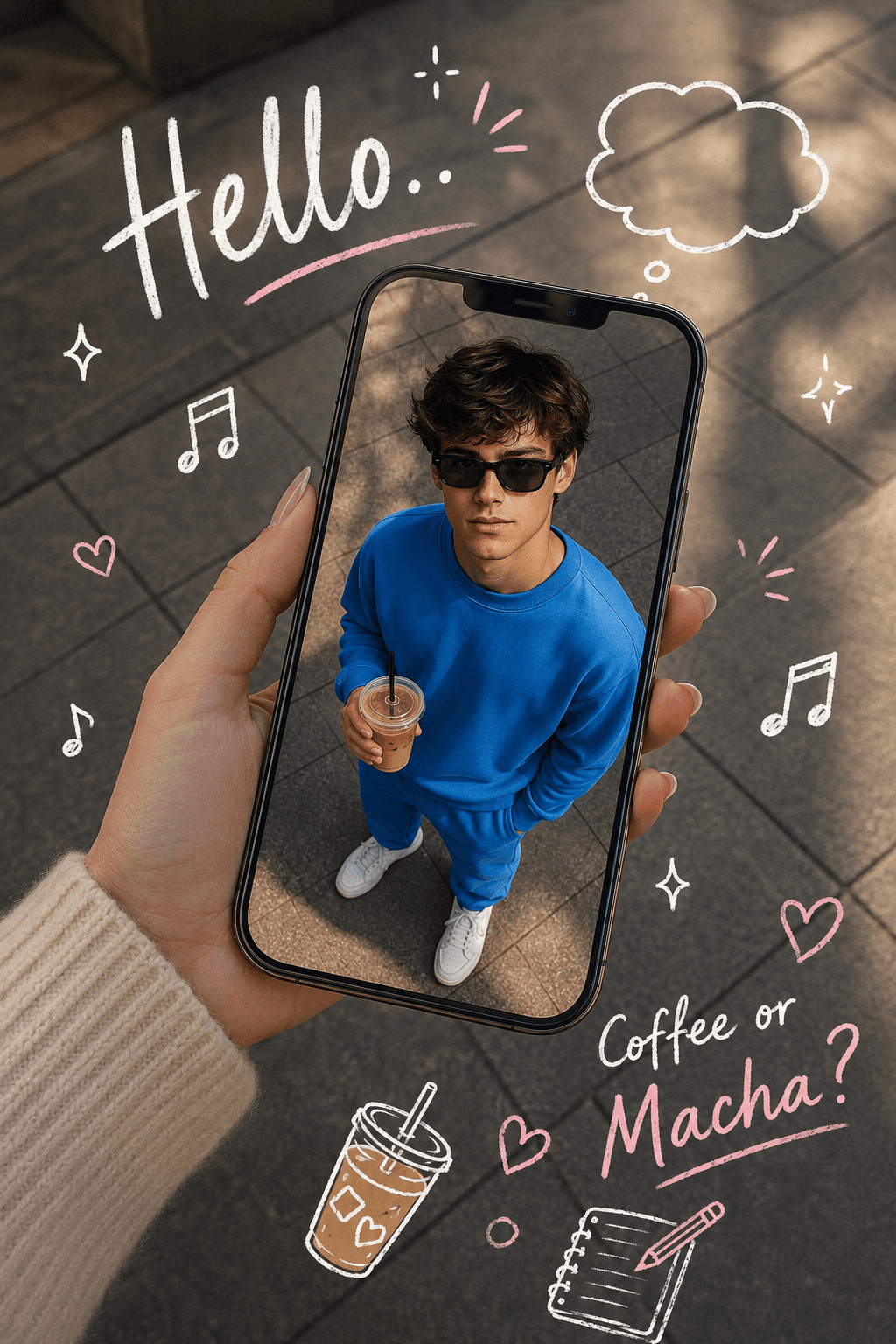AI Instagram Story Prompt | Phone Portal Effect Girl Photo Edit Prompt | Pinterest Aesthetic Doodle Lifestyle Ad Prompt for Midjourney / ChatGPT / AI Art