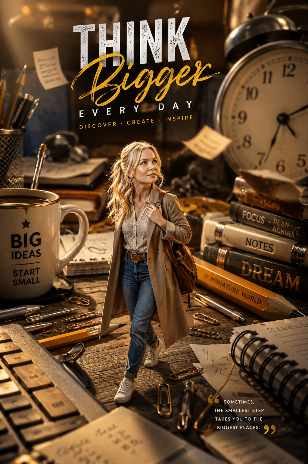 Miniature World Style AI Poster Prompt | Cinematic Editorial Photo Manipulation | Tiny Explorer Surreal Scale Effect | Ultra Realistic 8K AI Art Prompt