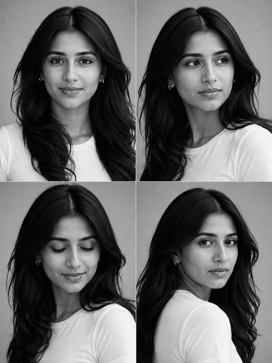 Black & White Fashion Casting Contact Sheet Prompt | Editorial Model Test Shoot AI Generator