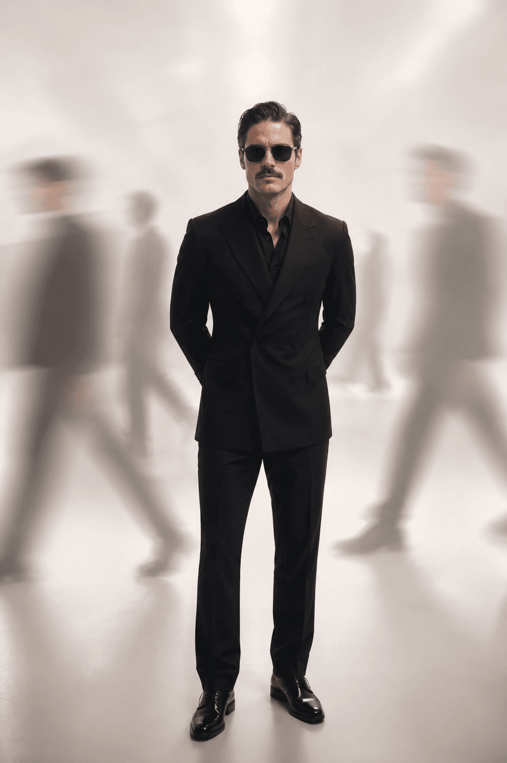 Ultra Realistic Luxury Fashion Editorial Campaign Prompt | High-End Studio Portrait with Motion Blur Models