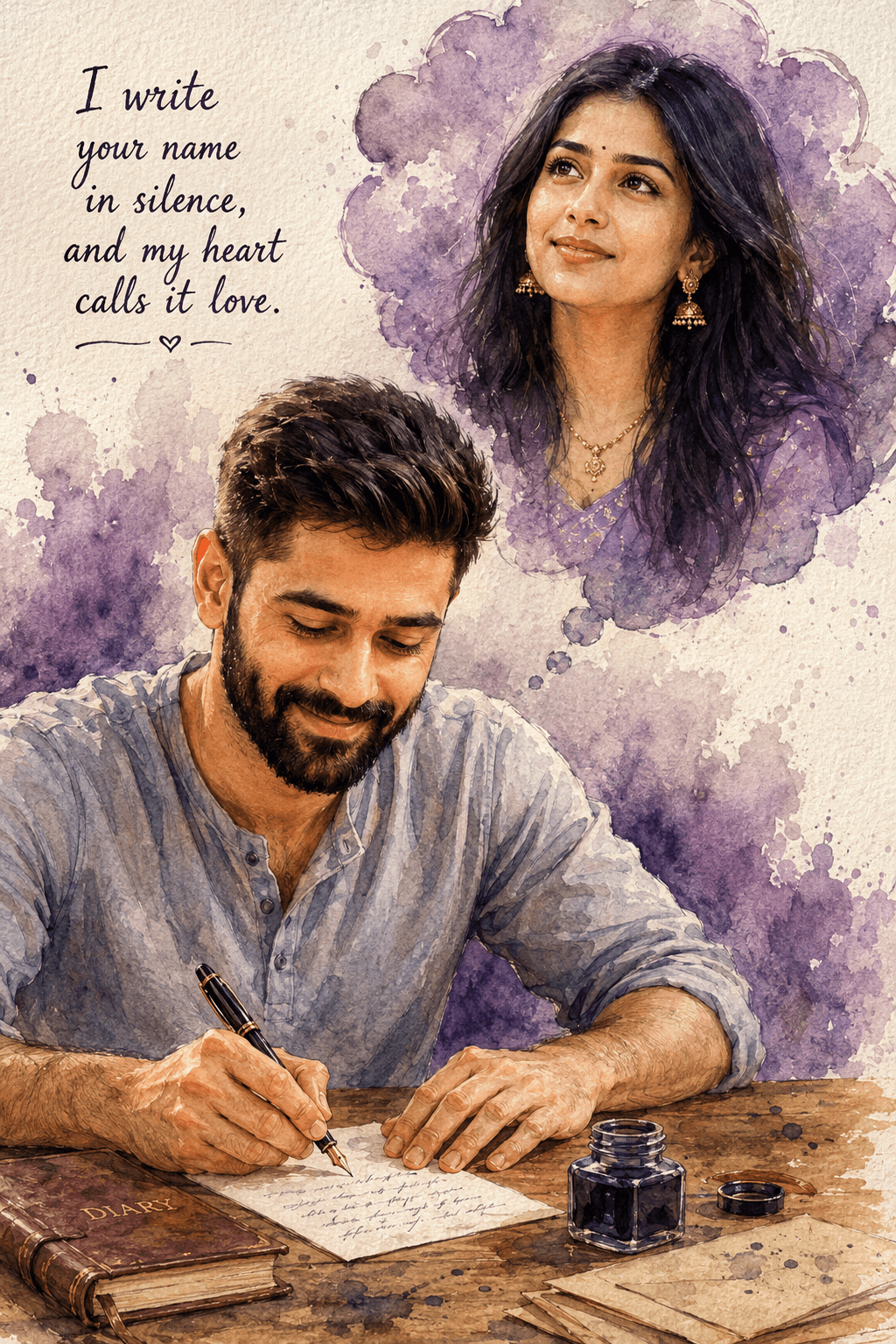 Double Exposure Watercolor Splash Portrait Prompt | Cinematic Fashion Poster AI Art preview 2