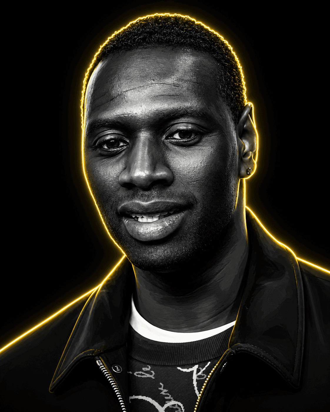 Premium Neon Identity Portrait AI Prompt | Cinematic Monochrome Graphic Illustration with Neon Yellow Glow