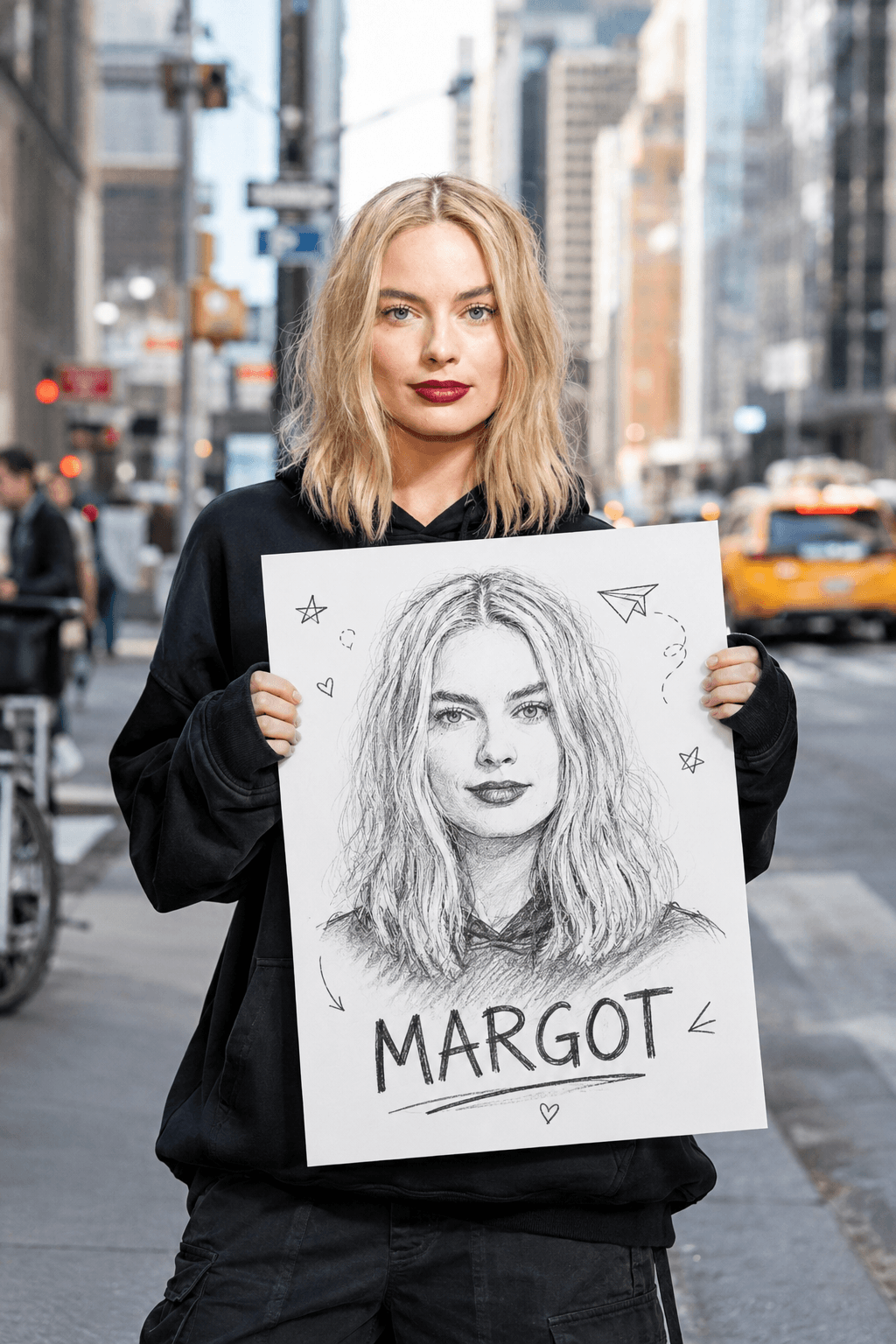 Ultra-Realistic Street Portrait with Self Sketch Poster | Identity Preservation AI Prompt