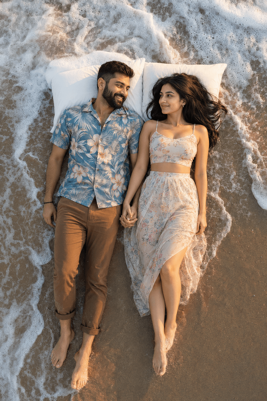 Ultra-Realistic Romantic Beach Couple Photoshoot Prompt | Aerial Drone View Love Scene