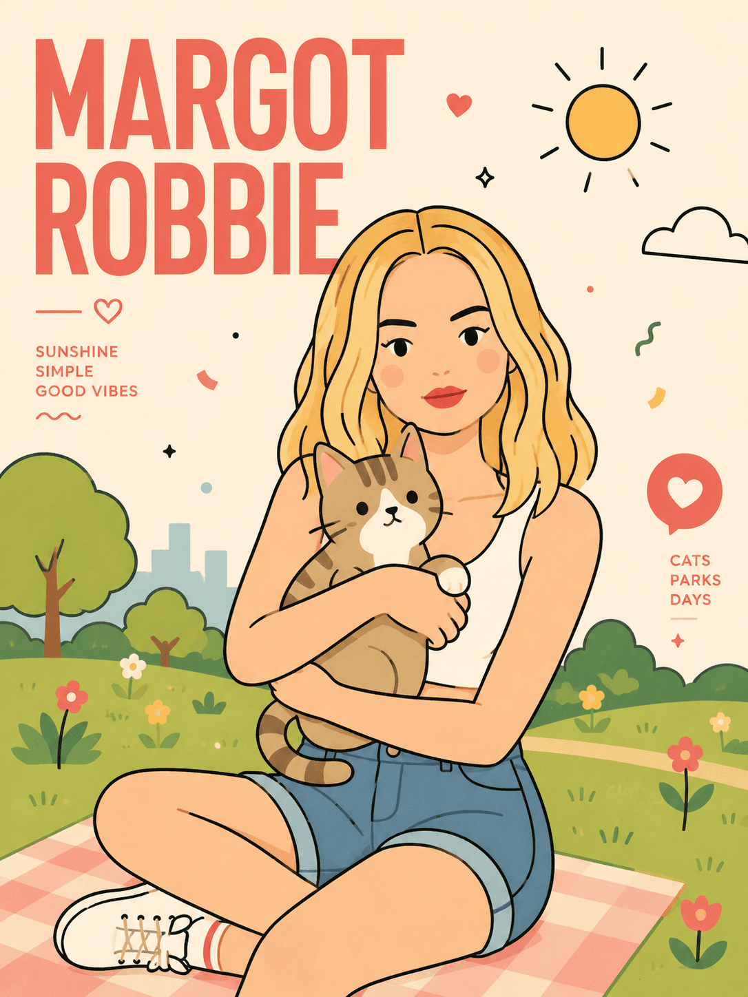 Cute Minimalist Flat Vector Poster Prompt | Playful Character Illustration with Pet for AI Art