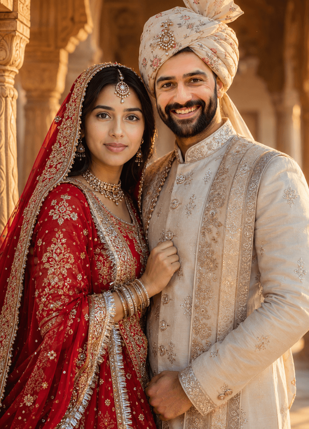 Ultra Realistic Rajputi Wedding Couple Prompt | Identity Lock AI Image Generation Prompt | Cinematic Royal Bridal Portrait