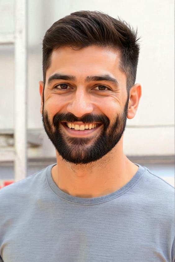 AI Photo Prompt: Casual Man Leaning Against Wall with Matching Vector Portrait (Ultra Realistic)