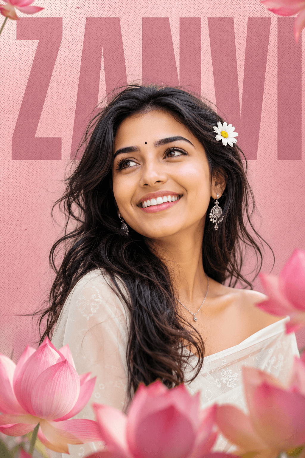 Hyperrealistic Indian Girl Magazine Poster Prompt | Luxury Floral Fashion Cover AI Prompt