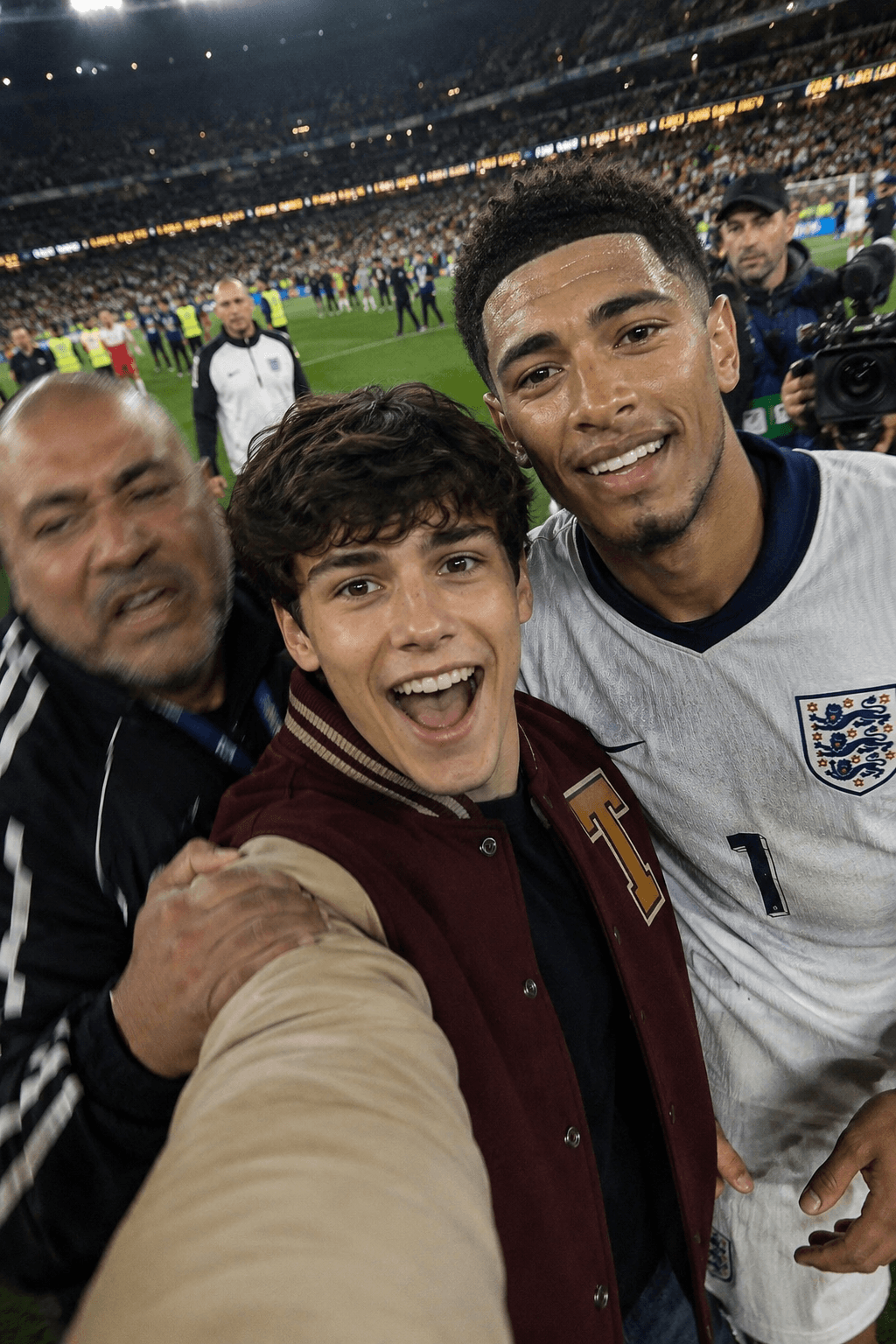 Viral Football Pitch Invasion Selfie AI Prompt | Realistic Fan & Soccer Player Stadium Selfie Generator