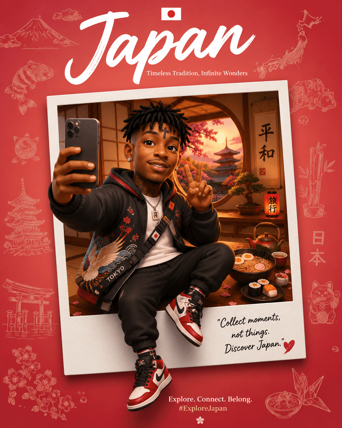 Japan Travel Poster Prompt | Cute 3D Pixar-Style Collectible Travel Poster Generator