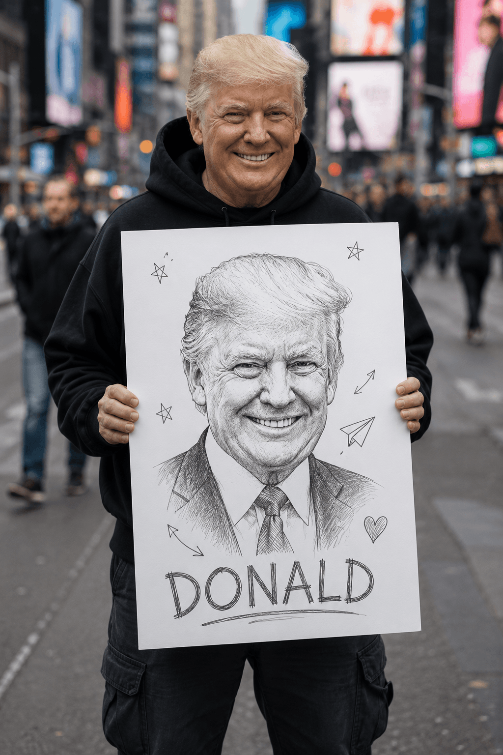 AI Street Portrait Poster Prompt – Ultra Realistic Creator Campaign Photography with Sketch Art