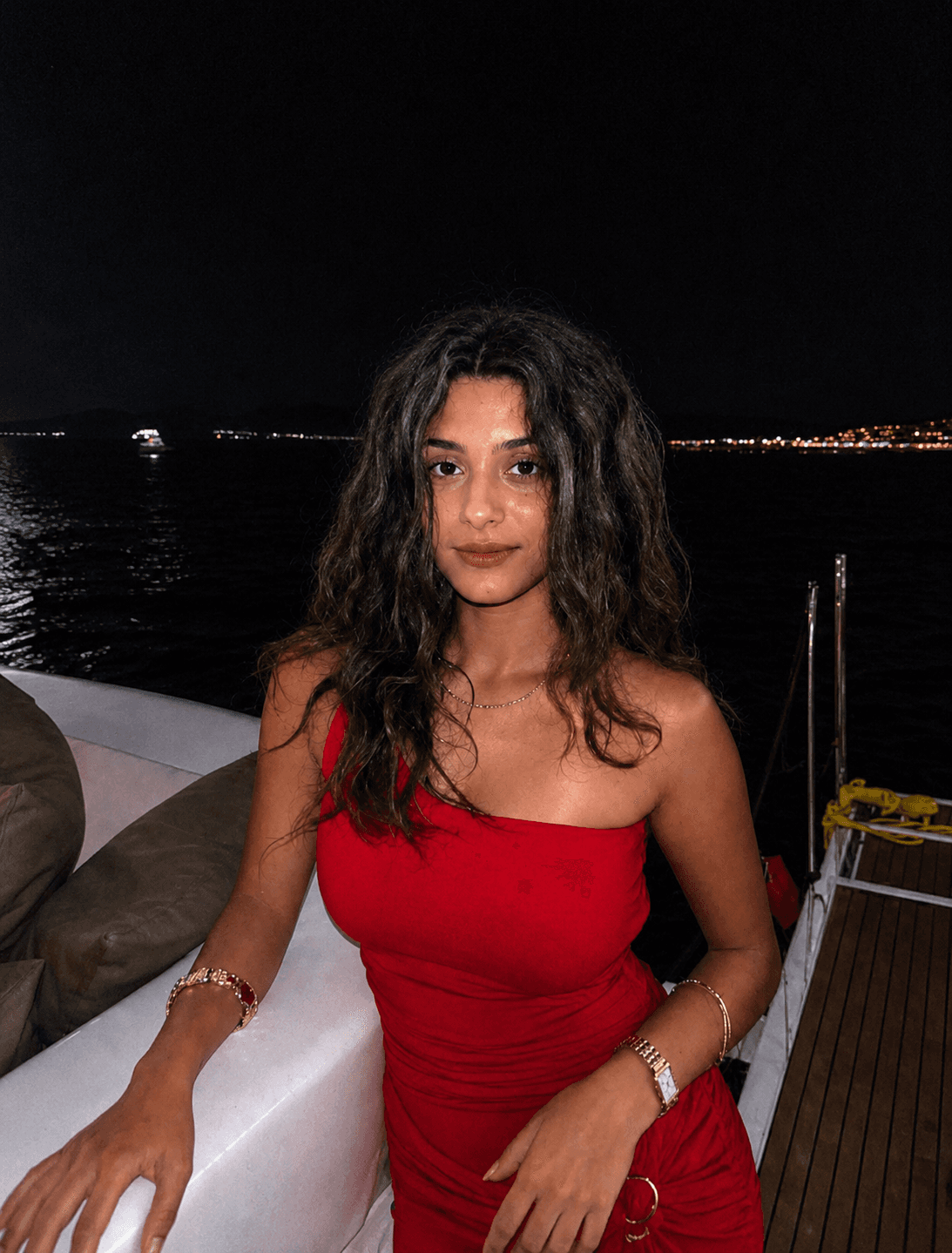 Realistic iPhone Night Flash Photo Editing Prompt | Candid Yacht Nightlife Portrait Effect
