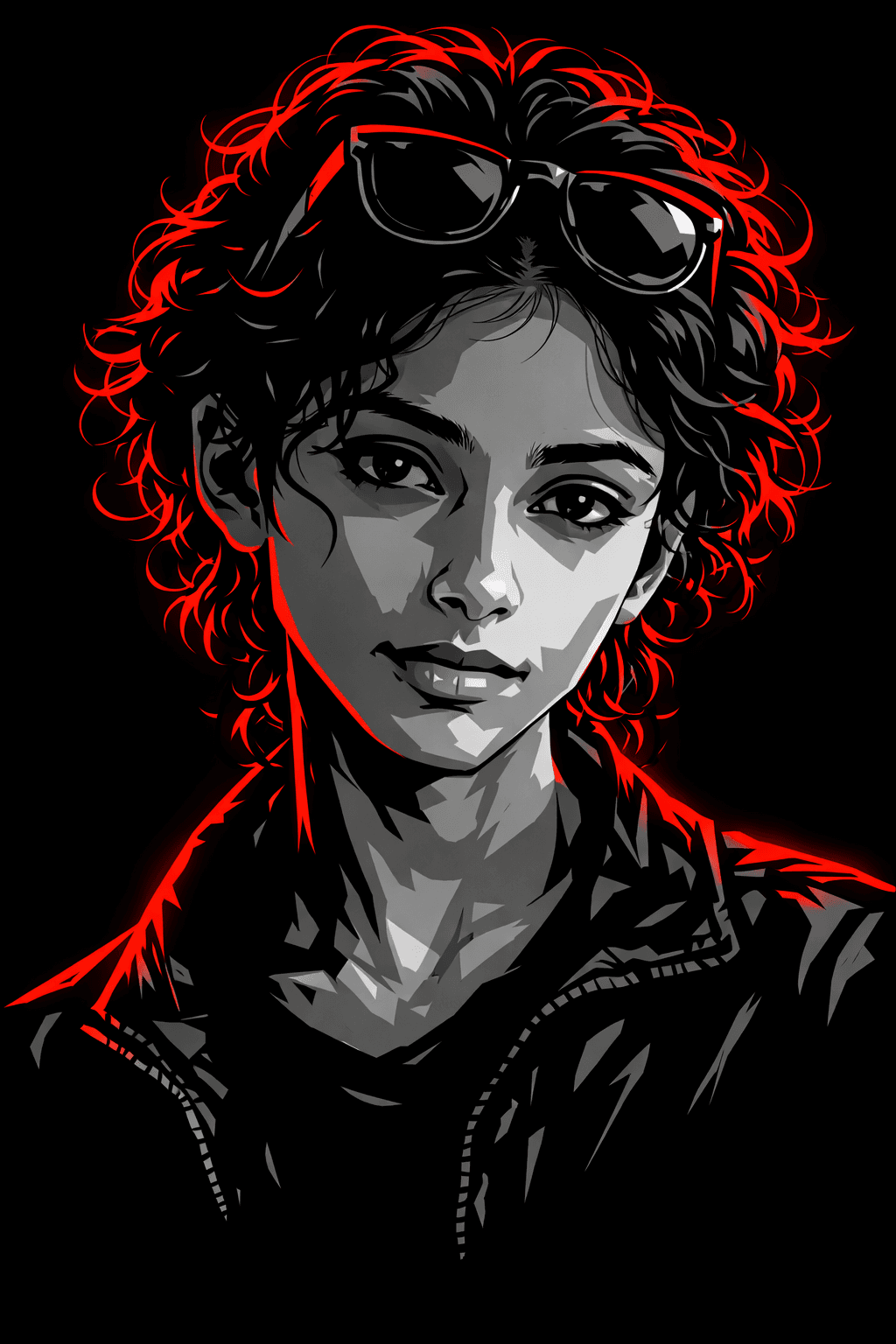 High-Contrast Neon Rim Light Vector Portrait Generator For Boys and Girls