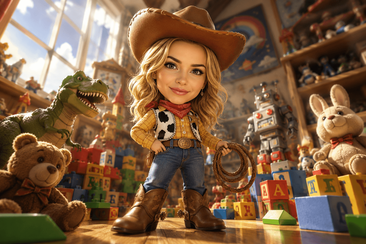 Toy Story Style 3D Cartoon Character Prompt | AI Photo to Cute Cowboy Toy Transformation