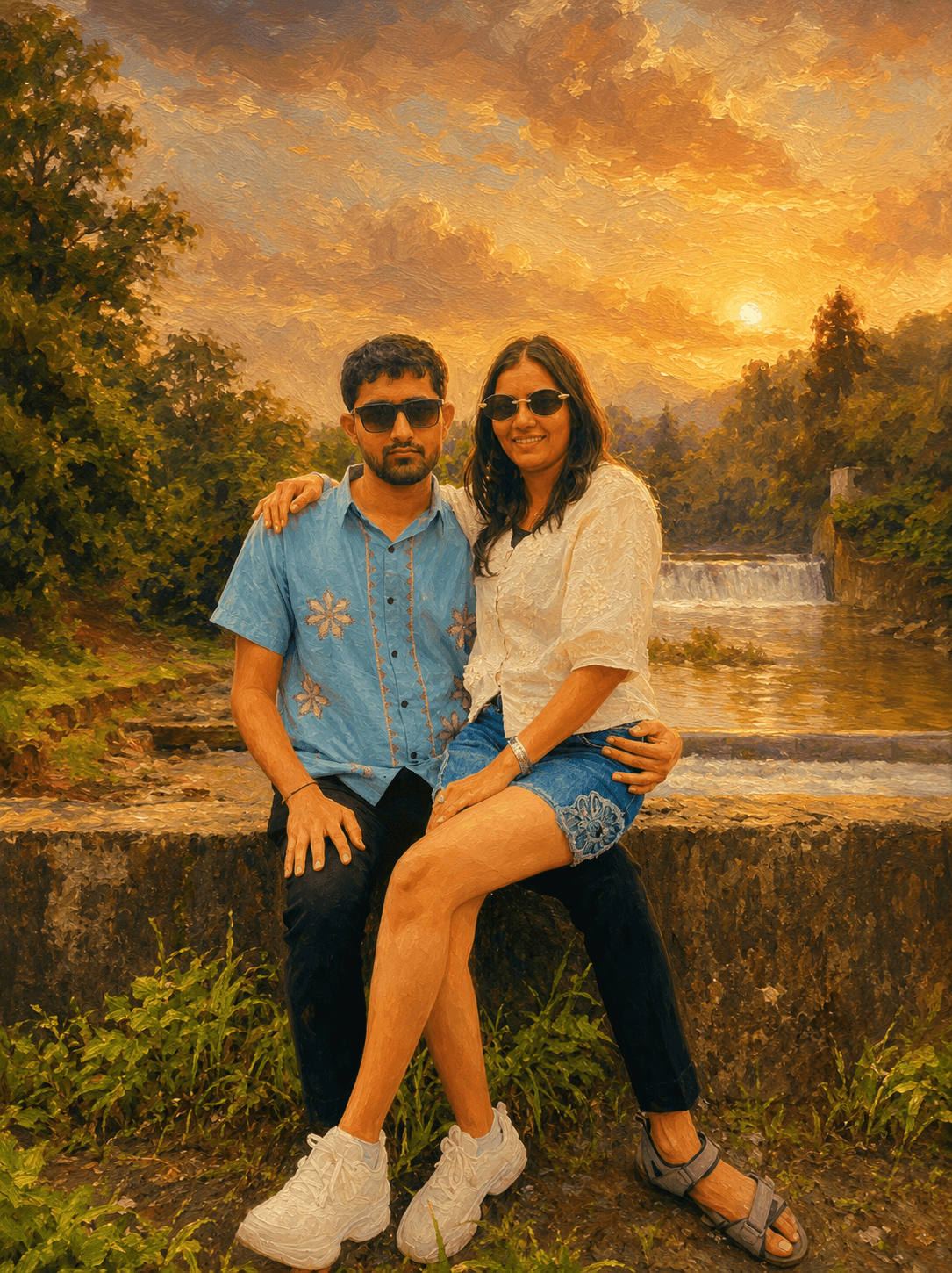 Romantic Train Couple AI Prompt | Cinematic Oil Painting — AI prompt preview 2 of 4