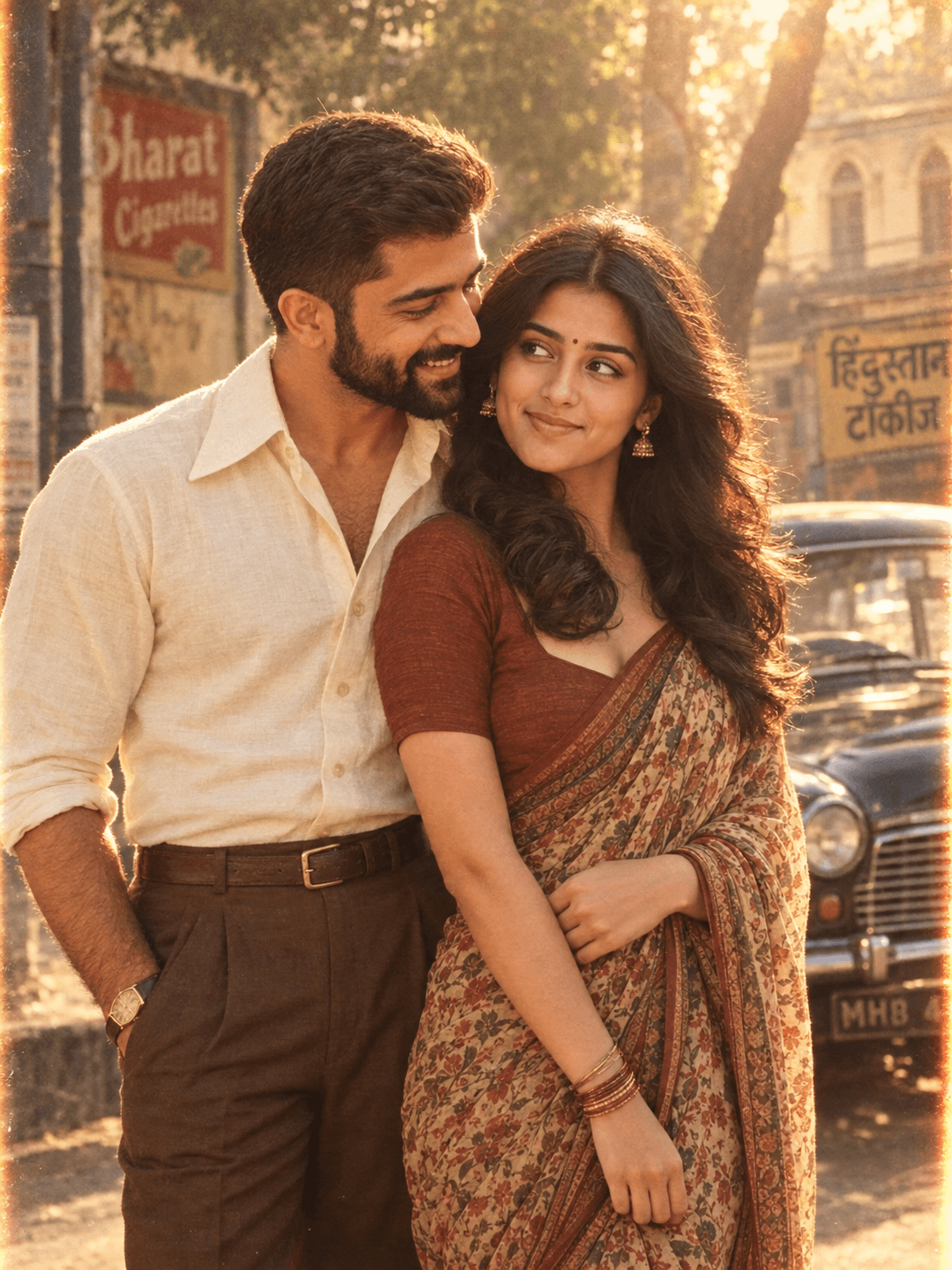 1980s South Indian Couple AI Photo Prompt | Vintage Chetak — AI prompt preview 3 of 4