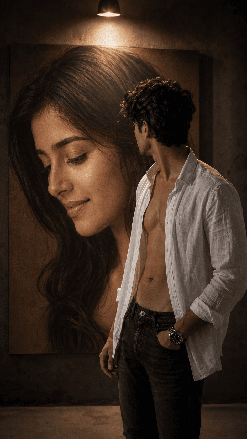 Cinematic Art Gallery Portrait AI Prompt | Hyper Realistic Emotional Editorial Photo Generator — AI prompt result