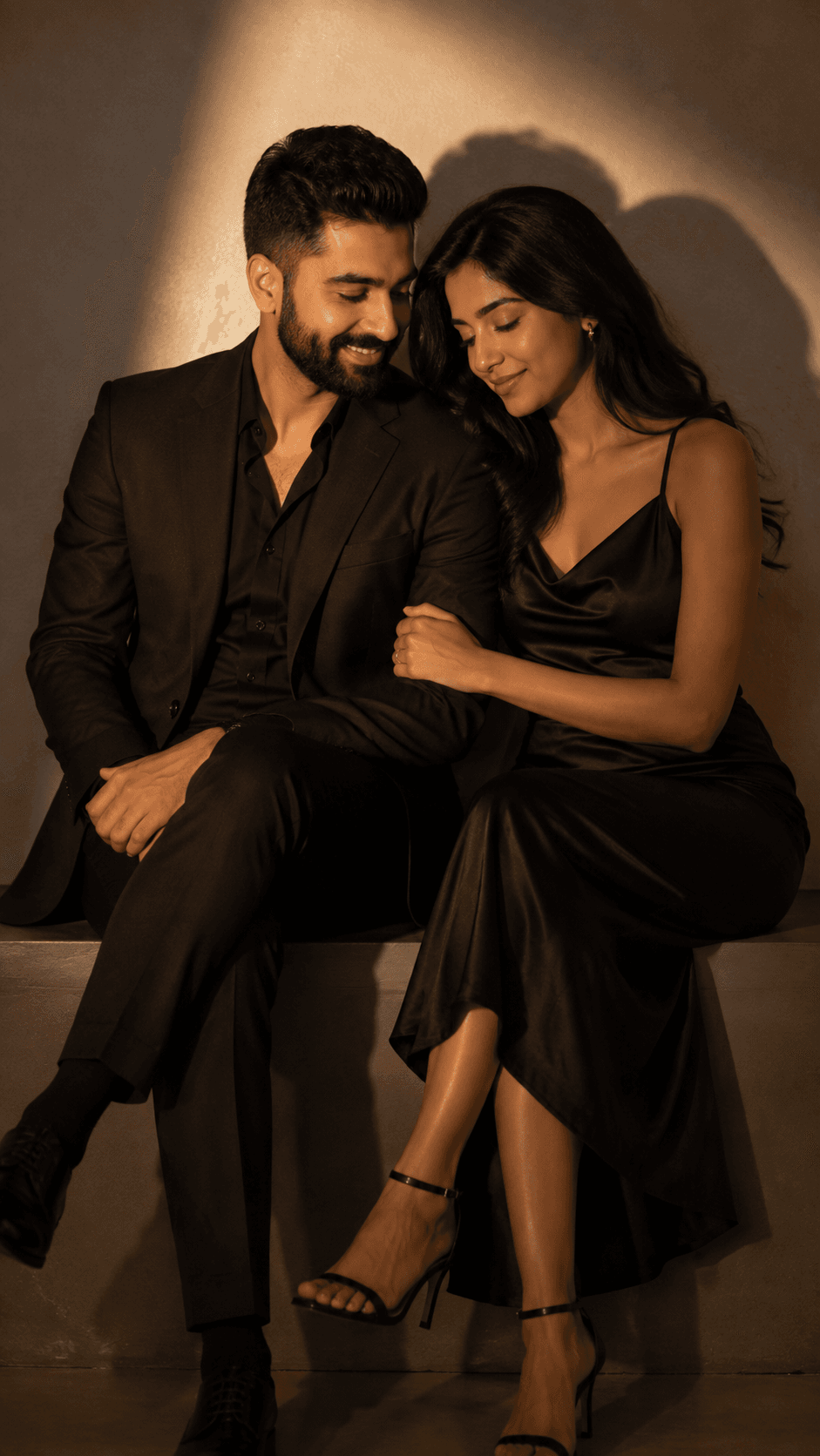 Cinematic Couple Portrait AI Prompt – Romantic Luxury Evening Photography — AI prompt result