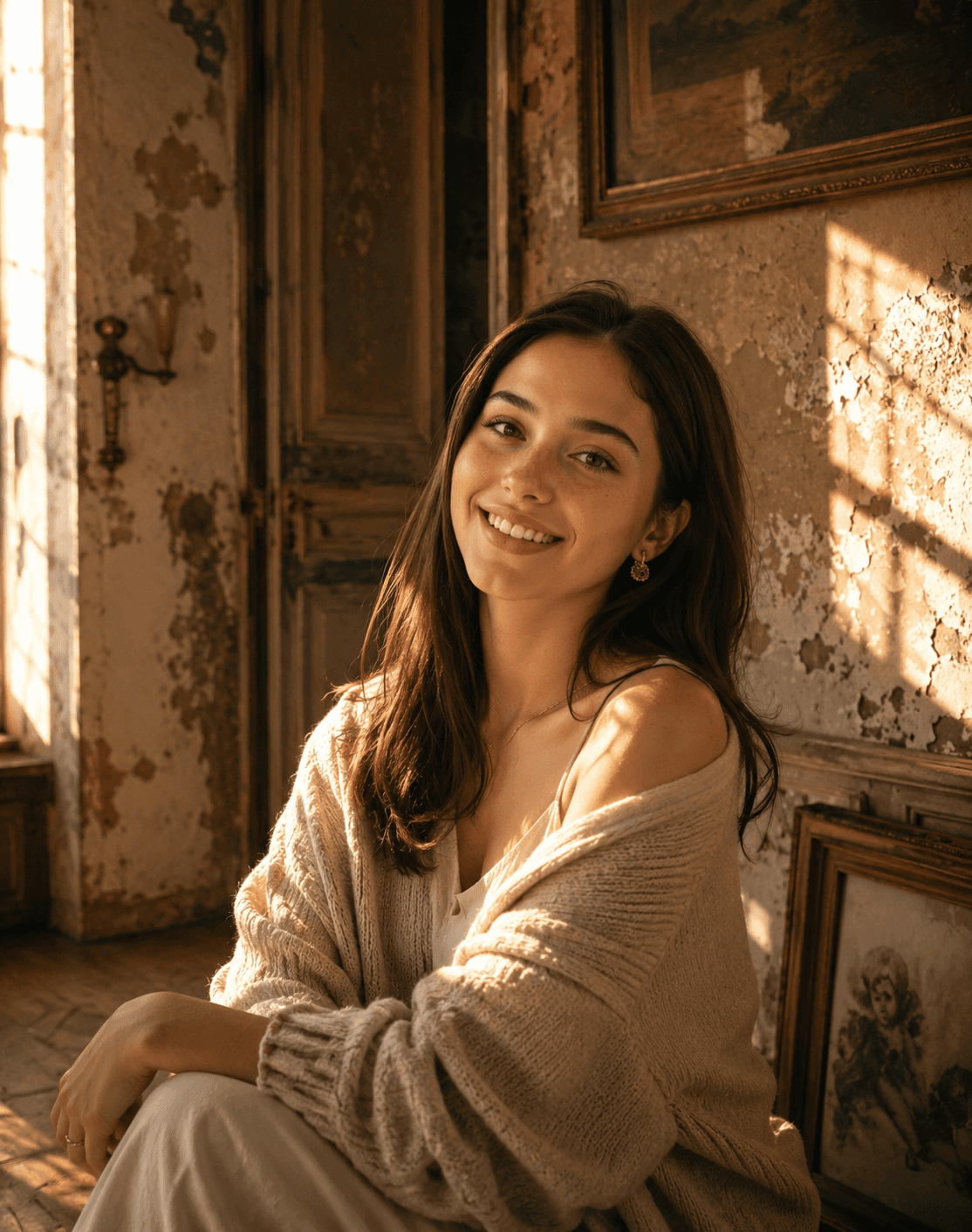 Vintage European Apartment Portrait AI Prompt | Cinematic Golden Hour Photography — AI prompt result