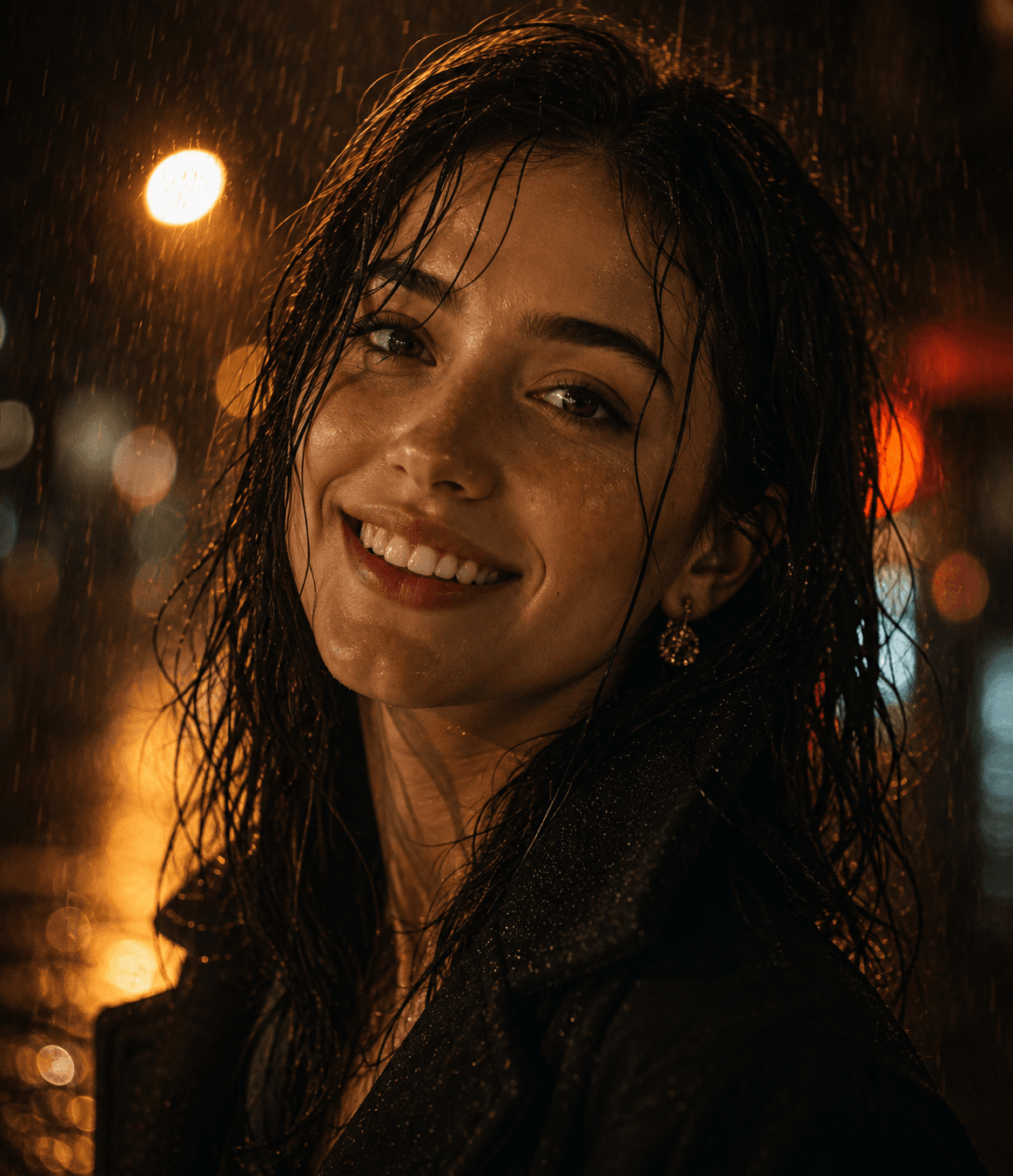 Cinematic Rain Portrait AI Prompt – Ultra-Realistic Night Photography — AI prompt result