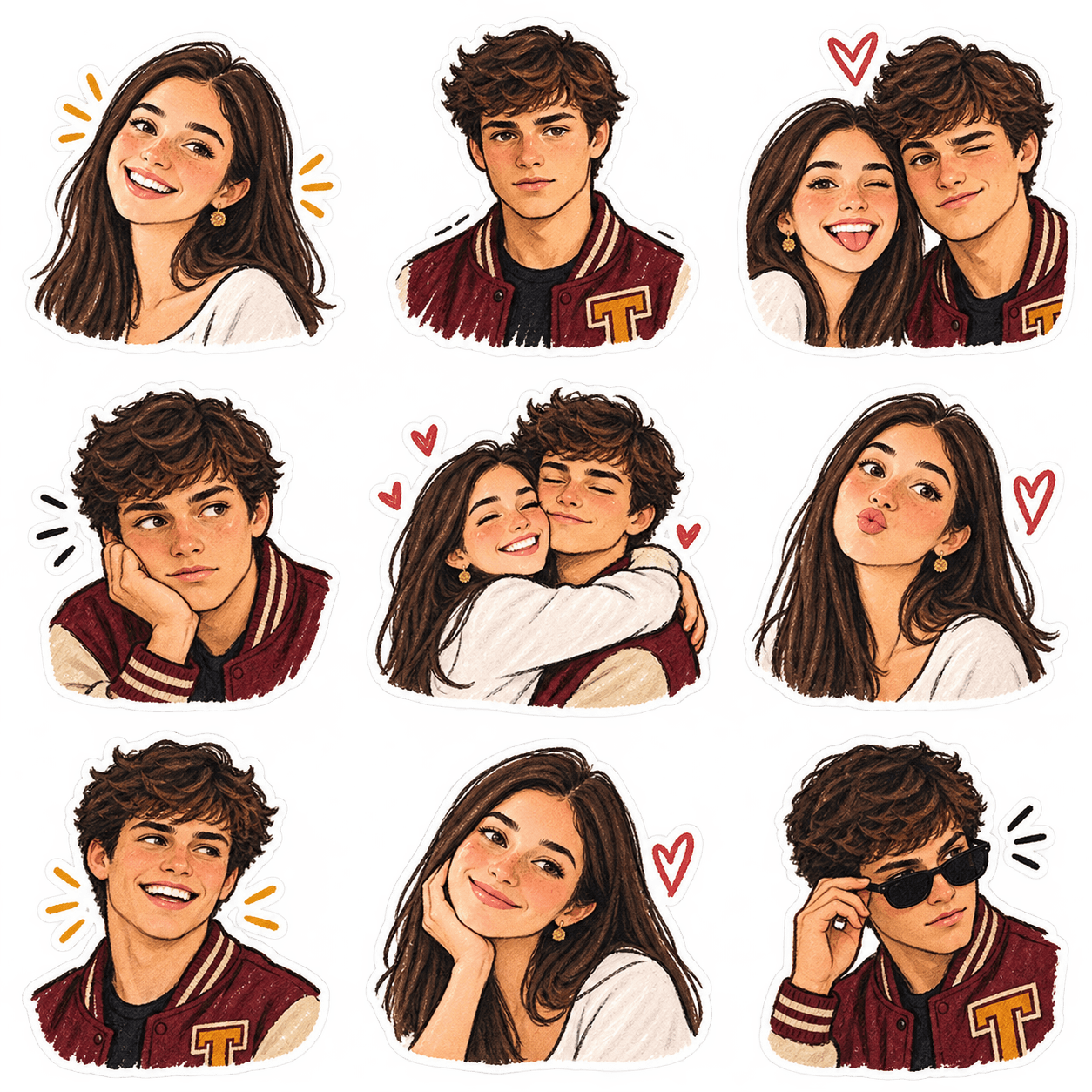 AI Hand-Drawn Sticker Pack Prompt | 9-Piece Sticker Sheet — AI prompt preview 2 of 4