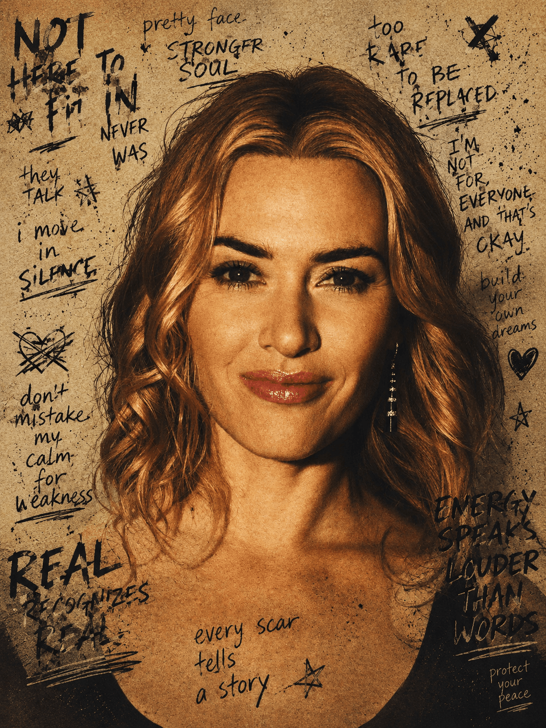 Gritty Album Poster AI Prompt – Handwritten Graffiti Portrait & Vintage Editorial Style — AI prompt result