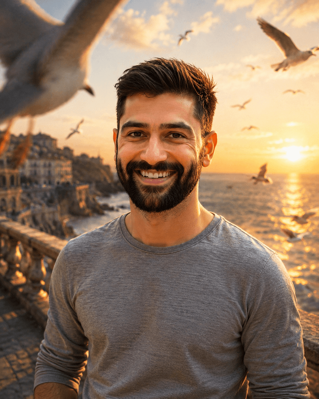 Ultra-Realistic Cinematic Seaside Portrait Prompt | Golden Hour Ocean Editorial AI Photo Prompt — AI prompt result