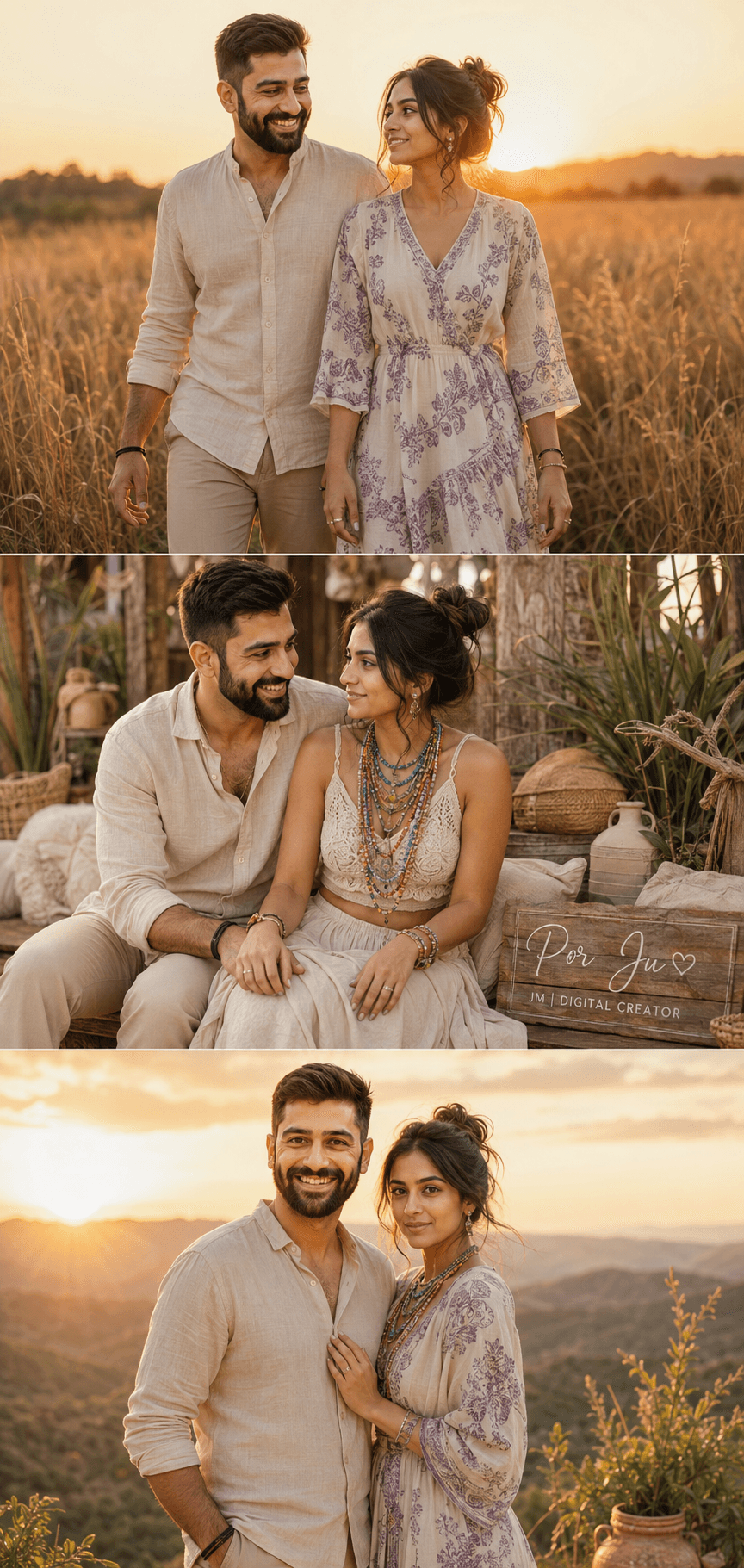 Boho Chic Couple Photoshoot Prompt | Ultra-Realistic Romantic Editorial — AI prompt result