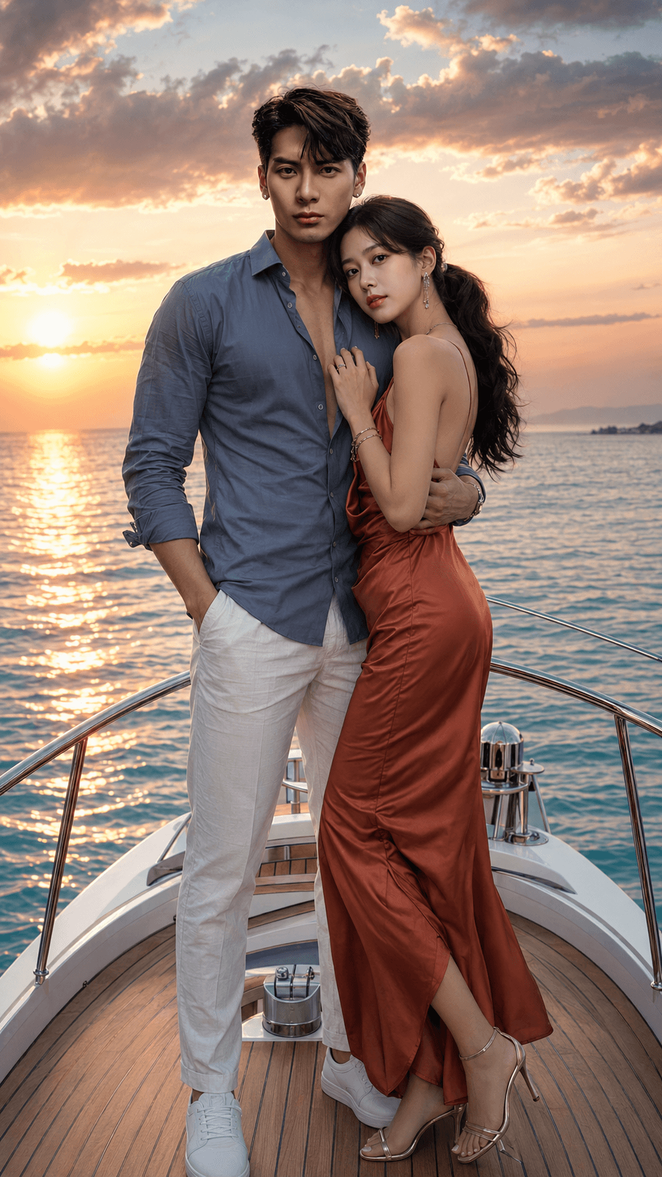 Tropical Beach Couple AI Prompt | Ultra-Realistic 9:16 — AI prompt preview 1 of 4