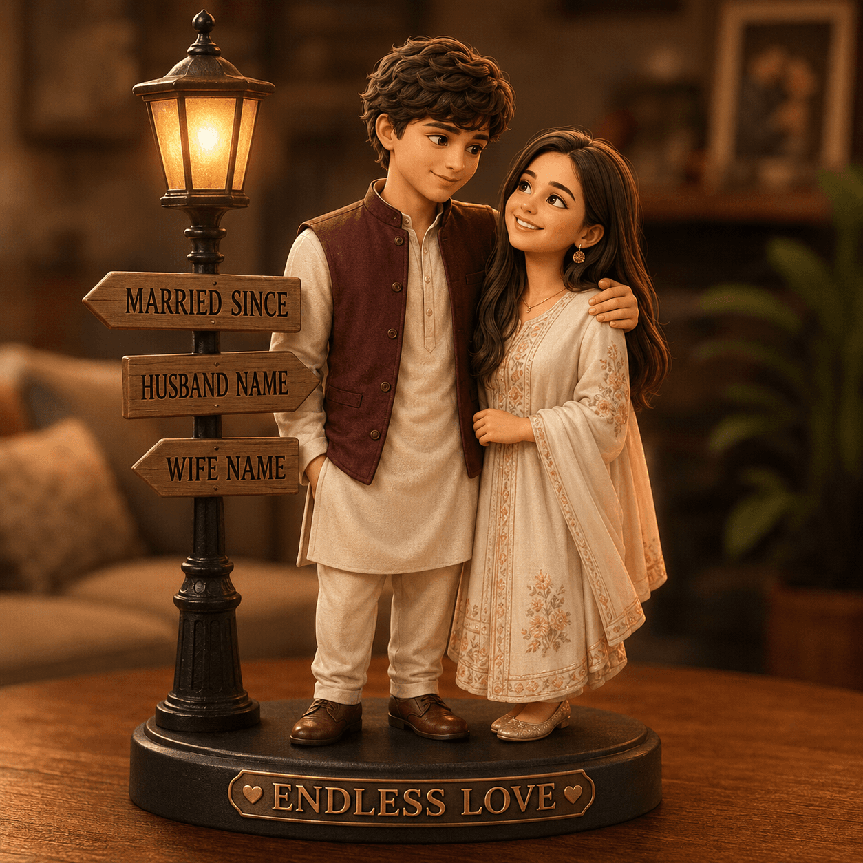 Custom 3D Couple Figurine AI Prompt | Pixar Style Married Couple Collectible | Romantic Miniature Diorama | ChatGPT Image Prompt — AI prompt result