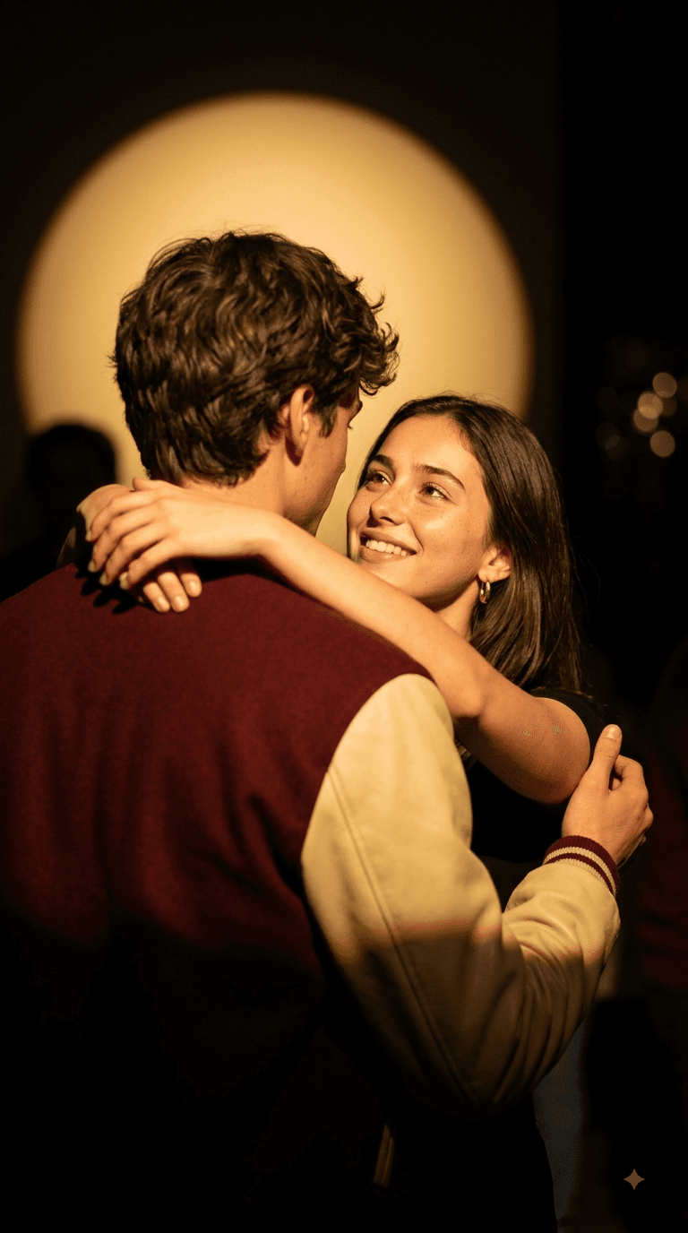 Cinematic Romantic Couple AI Prompt | Photorealistic Spotlight & Character Consistency — AI prompt result