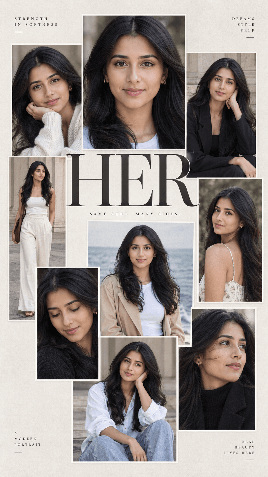 HER Editorial Photo Collage AI Prompt | 9:16 Poster — AI prompt preview 4 of 4