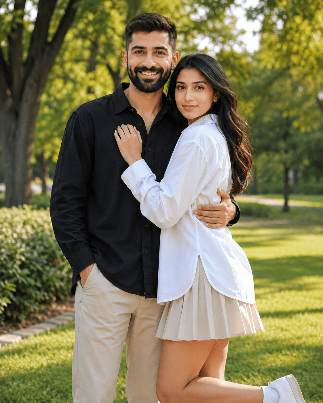 Ultra-Realistic Romantic Couple Portrait Prompt in a Golden Hour Park | AI Photo Prompt — AI prompt result