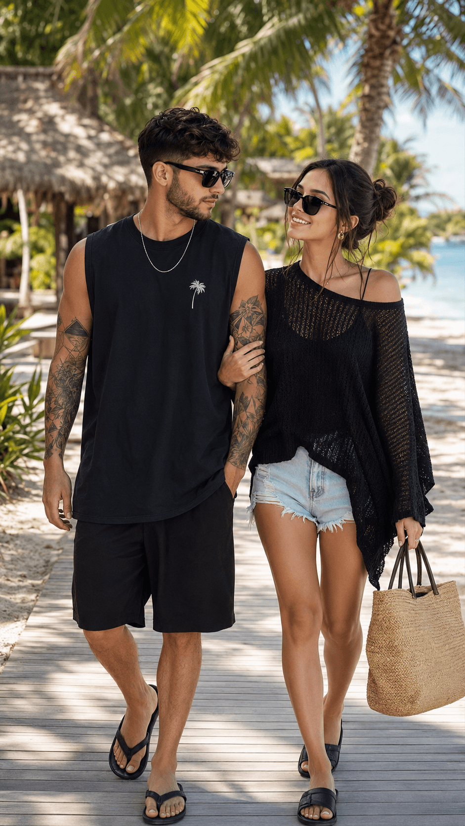 Tropical Beach Couple AI Prompt | Ultra-Realistic 9:16 — AI prompt preview 3 of 4