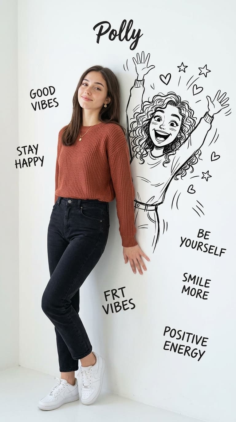 Polly Concept Portrait | Playful Sketch Wall Art with Positive Vibes — AI prompt result